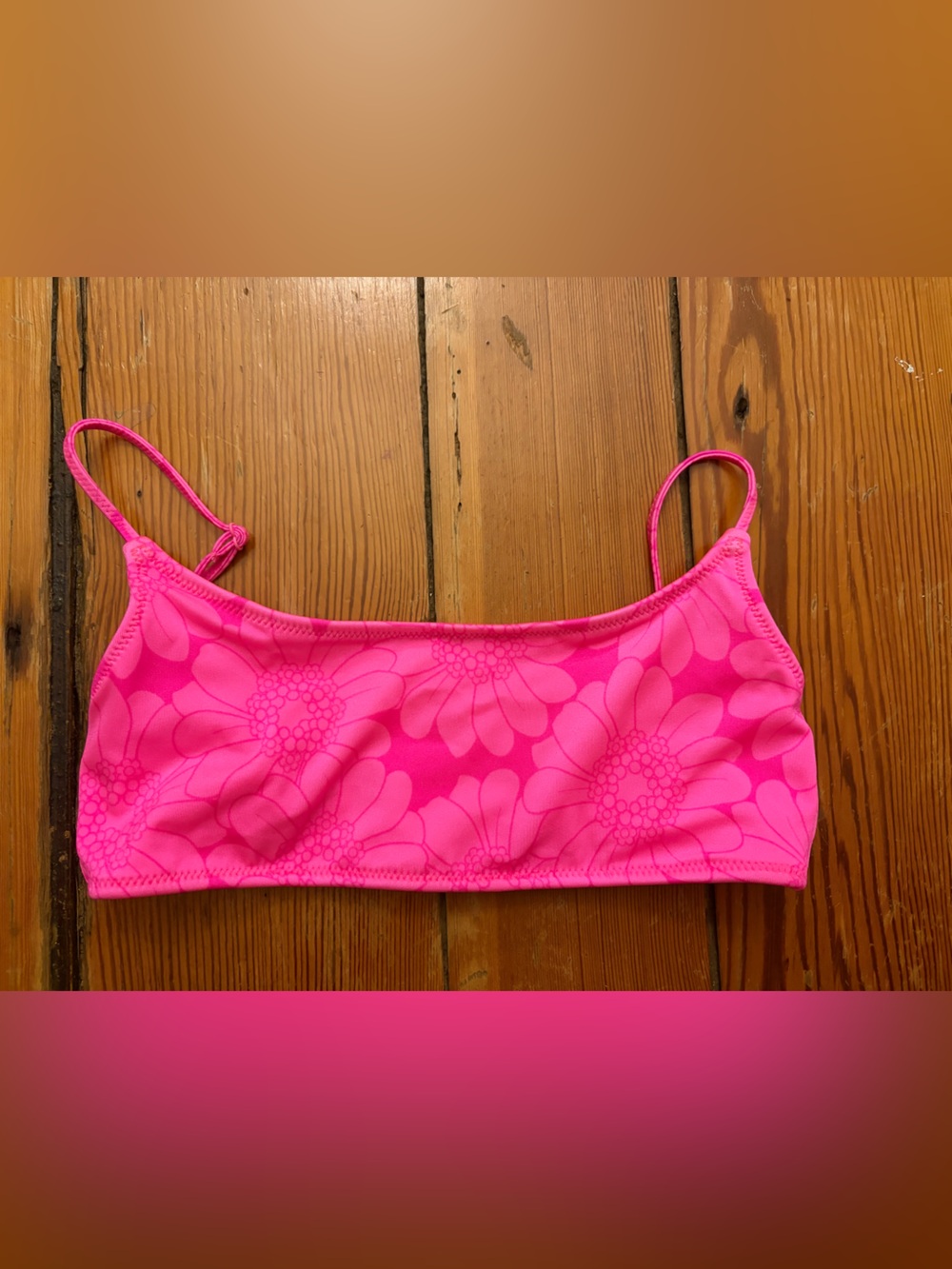 triangl swimwear Neon Pink Bikini Top with Logo Clasp